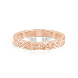 Engraved Diamond Set Vintage Wedding Band