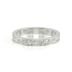 Gravierter Vintage-Trauring mit Diamantbesatz