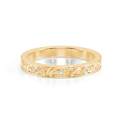 Engraved Diamond Set Vintage Wedding Band