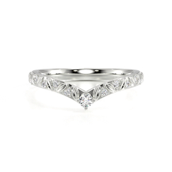 Chevron Shaped Diamond Set Vintage Wedding Band