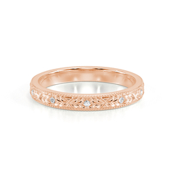 Engraved Diamond Set Vintage Wedding Band