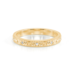 Gravierter Vintage-Trauring mit Diamantbesatz