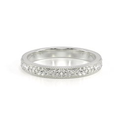 Vintage Engraved Plain Wedding Band