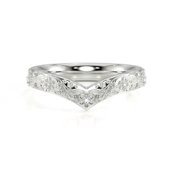 Chevron Shaped Diamond Set Vintage Wedding Band