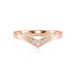 Chevron Diamond Studded Shaped Vintage Wedding Band