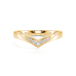 Chevron Diamond Studded Shaped Vintage Wedding Band