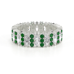 Marquise Emerald & Round Diamond Full Eternity Ring