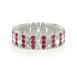 Marquise Ruby & Round Diamond Full Eternity Ring