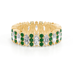 Marquise Emerald & Round Diamond Full Eternity Ring