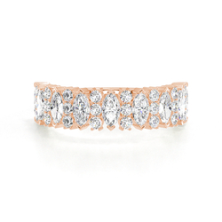 Marquise-Und Runddiamant Halb-Ewigkeit Ring