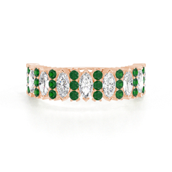 Marquise Smaragd&Rund Diamant Halb-Ewigkeit Ring