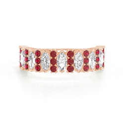 Marquise Ruby & Round Diamond Half Eternity Ring