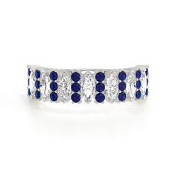 Marquise Blue Sapphire & Round Diamond Half Eternity Ring