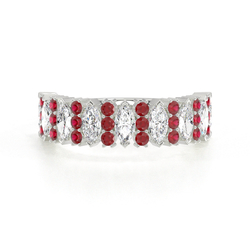 Marquise Ruby & Round Diamond Half Eternity Ring