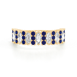 Marquise Blue Sapphire & Round Diamond Half Eternity Ring
