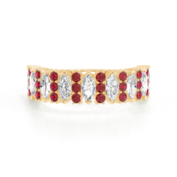 Marquise Ruby & Round Diamond Half Eternity Ring