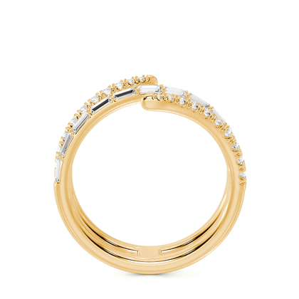 Baguette-und Runddiamant Wickelring