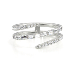 Baguette and Round Diamond Wrap Ring