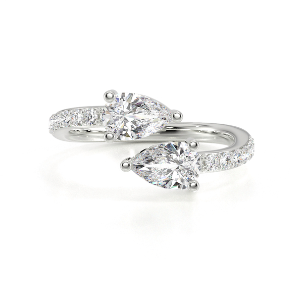 Pear-Cut Diamond Bypass Wrap Ring