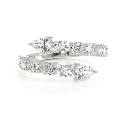 Bypass Pear And Round Diamond Wrap Ring