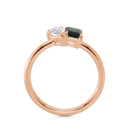 Toi Et Moi Pear Diamond & Emerald-Cut Emerald Diamond Ring