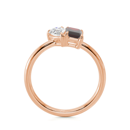 Toi Et Moi Pear Diamond & Emerald-Cut Ruby Diamond Ring