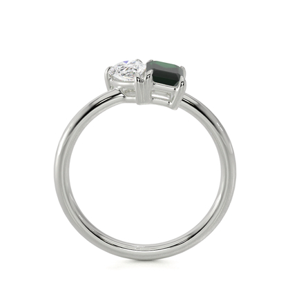 Toi Et Moi Pear Diamond & Emerald-Cut Emerald Diamond Ring