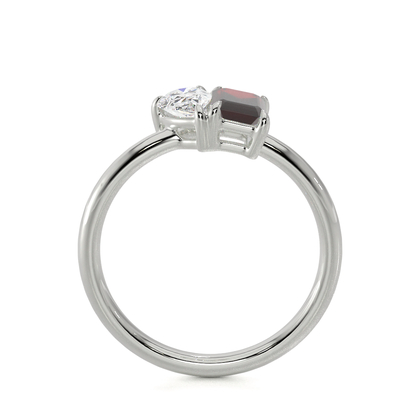 Toi Et Moi Pear Diamond & Emerald-Cut Ruby Diamond Ring