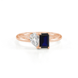 Toi Et Moi Pear Diamond & Emerald-Cut Blue Sapphire Diamond Ring