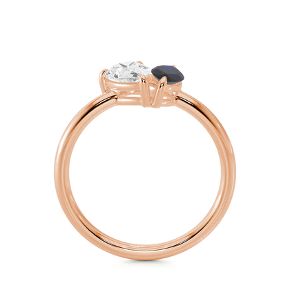 Toi Et Moi Pear Diamond & Marquise-Cut Blue Sapphire Diamond Ring