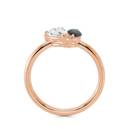 Toi Et Moi Pear Diamond & Marquise-Cut Emerald Diamond Ring