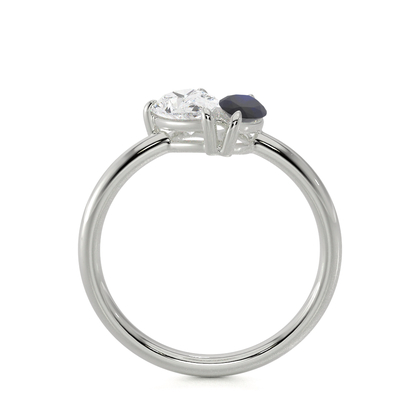Toi Et Moi Pear Diamond & Marquise-Cut Blue Sapphire Diamond Ring