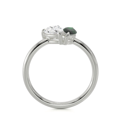 Toi Et Moi Pear Diamond & Marquise-Cut Emerald Diamond Ring