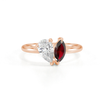 Toi Et Moi Pear Diamond & Marquise-Cut Ruby Diamond Ring
