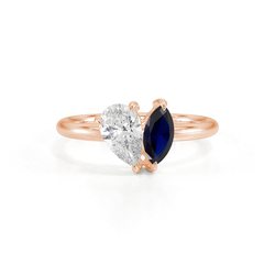 Toi Et Moi Pear Diamond & Marquise-Cut Blue Sapphire Diamond Ring