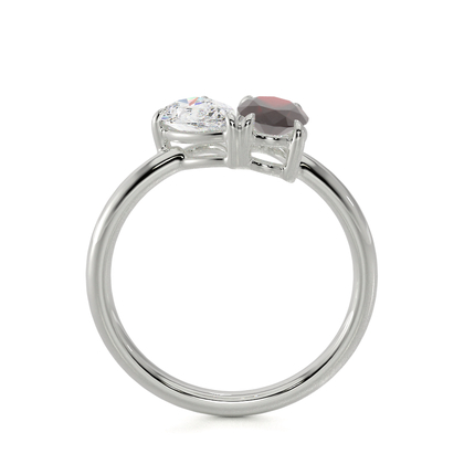 Toi Et Moi Pear Diamond & Oval-Cut Ruby Diamond Ring