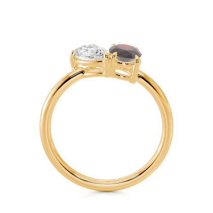Toi Et Moi Pear Diamond & Oval-Cut Ruby Diamond Ring