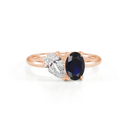 Toi Et Moi Pear Diamond & Oval-Cut Blue Sapphire Diamond Ring