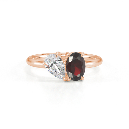Toi Et Moi Pear Diamond & Oval-Cut Ruby Diamond Ring