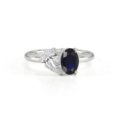 Toi Et Moi Pear Diamond & Oval-Cut Blue Sapphire Diamond Ring