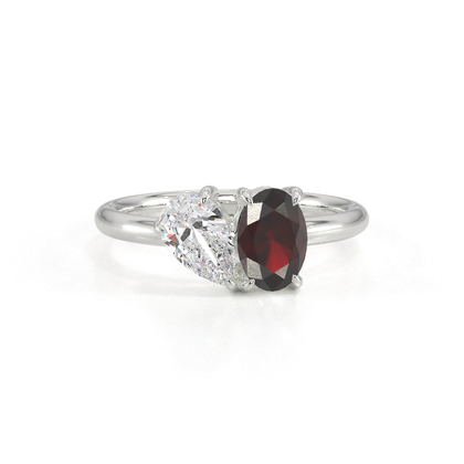 Toi Et Moi Pear Diamond & Oval-Cut Ruby Diamond Ring
