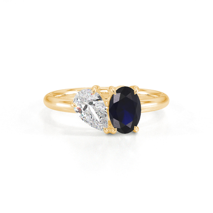 Toi Et Moi Pear Diamond & Oval-Cut Blue Sapphire Diamond Ring