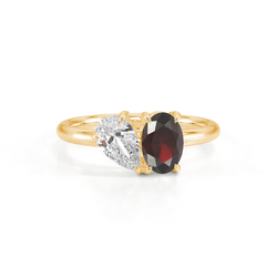 Toi Et Moi Pear Diamond & Oval-Cut Ruby Diamond Ring