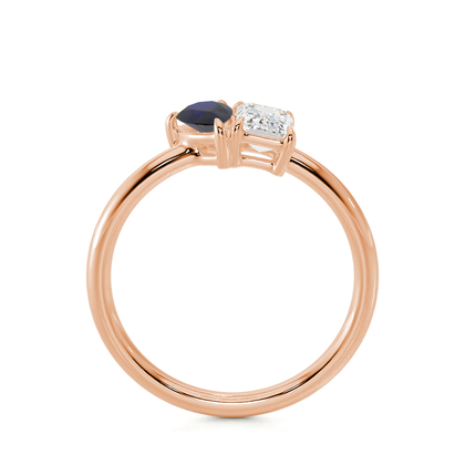 Toi Et Moi Pear-Cut Blue Sapphire & Emerald Diamond Ring