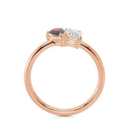 Toi Et Moi Pear-Cut Ruby & Emerald Diamond Ring