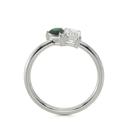 Toi Et Moi Pear-Cut Emerald & Emerald Diamond Ring