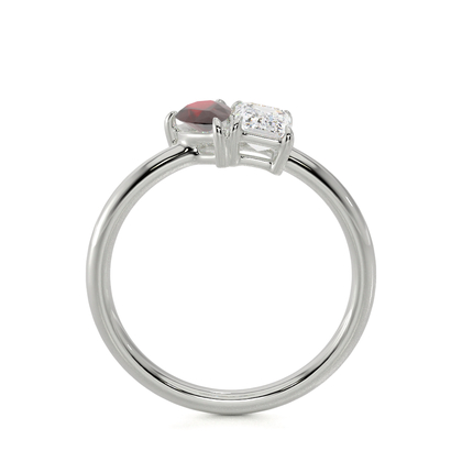 Toi Et Moi Pear-Cut Ruby & Emerald Diamond Ring