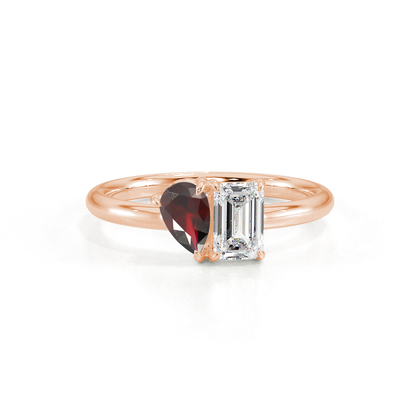 Toi Et Moi Pear-Cut Ruby & Emerald Diamond Ring