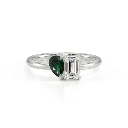 Toi Et Moi Pear-Cut Emerald & Emerald Diamond Ring