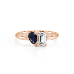 Toi Et Moi Pear-Cut Blue Sapphire & Emerald Diamond Ring
